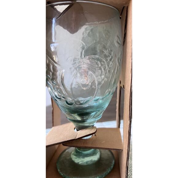 Vintage Libbey Spanish Green Glass Orchard #197 Goblet NEW Deadstock 16oz - Picture 2 of 6